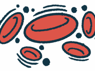 An illustration provides a close-up view of red blood cells.