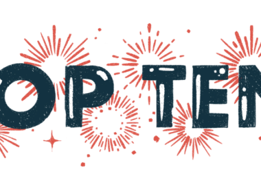 Fireworks go off behind the words 