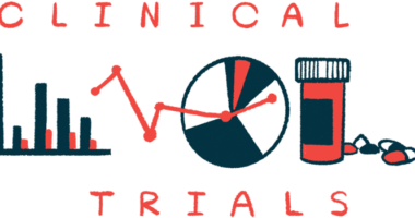 The words Clinical Trials frame images of charts, graphs, and medicine.