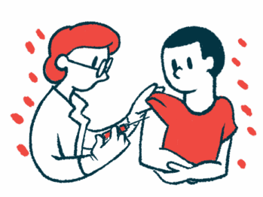 A person is shown getting an injection in the upper arm.