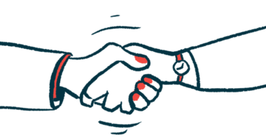 Two hands are shown clasped together in a close-up illustration of a handshake.