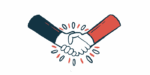 An illustration of two people shaking hands shows a partnership or agreement.